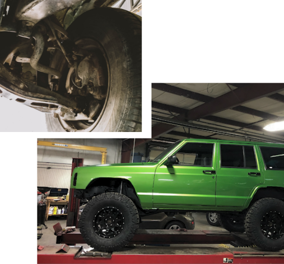 Underbody Inspection of a Vehicle at A1 Auto Care & Tire Center.