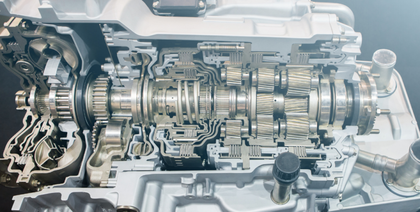 Transmission system with gears and mechanical parts for vehicle performance.