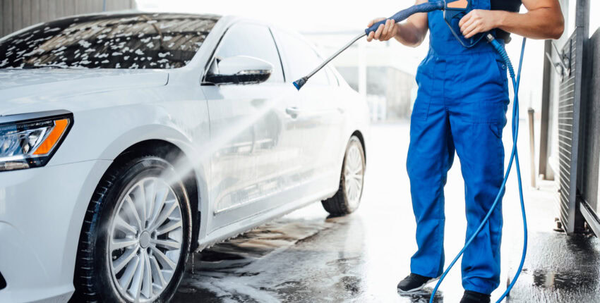 Professional car wash service at AA Transmission, focusing on vehicle cleaning and maintenance.