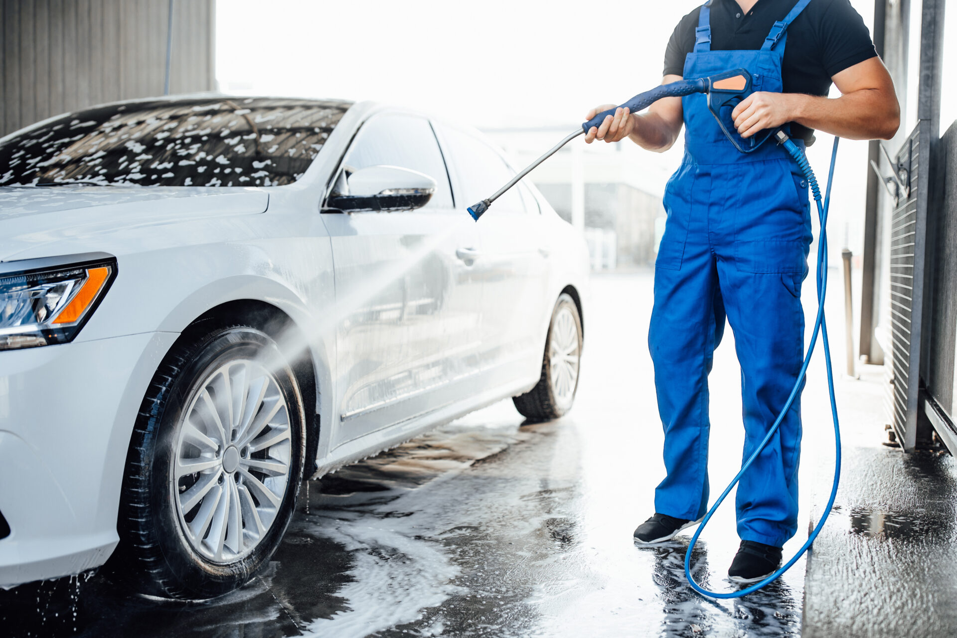 Professional car wash service at AA Transmission, focusing on vehicle cleaning and maintenance.