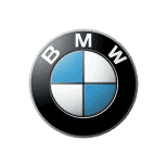 BMW logo on vehicle at Abe's Auto Inc. auto repair shop.