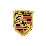 Porsche emblem on vehicle at Abe's Auto Inc, trusted auto repair shop.