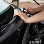 Engine diagnostics being performed by a mechanic at Above All Auto Repair.