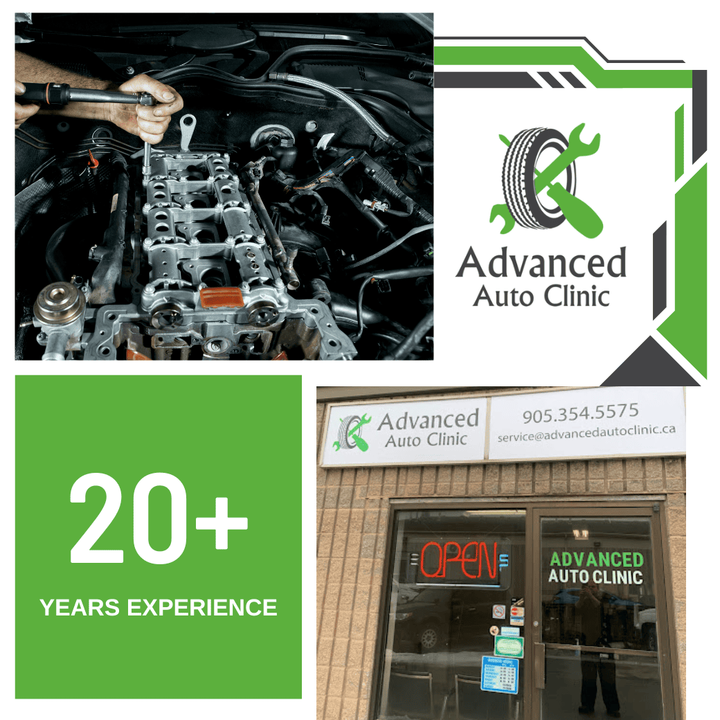Skilled mechanic repairing car engine at Advanced Auto Clinic.