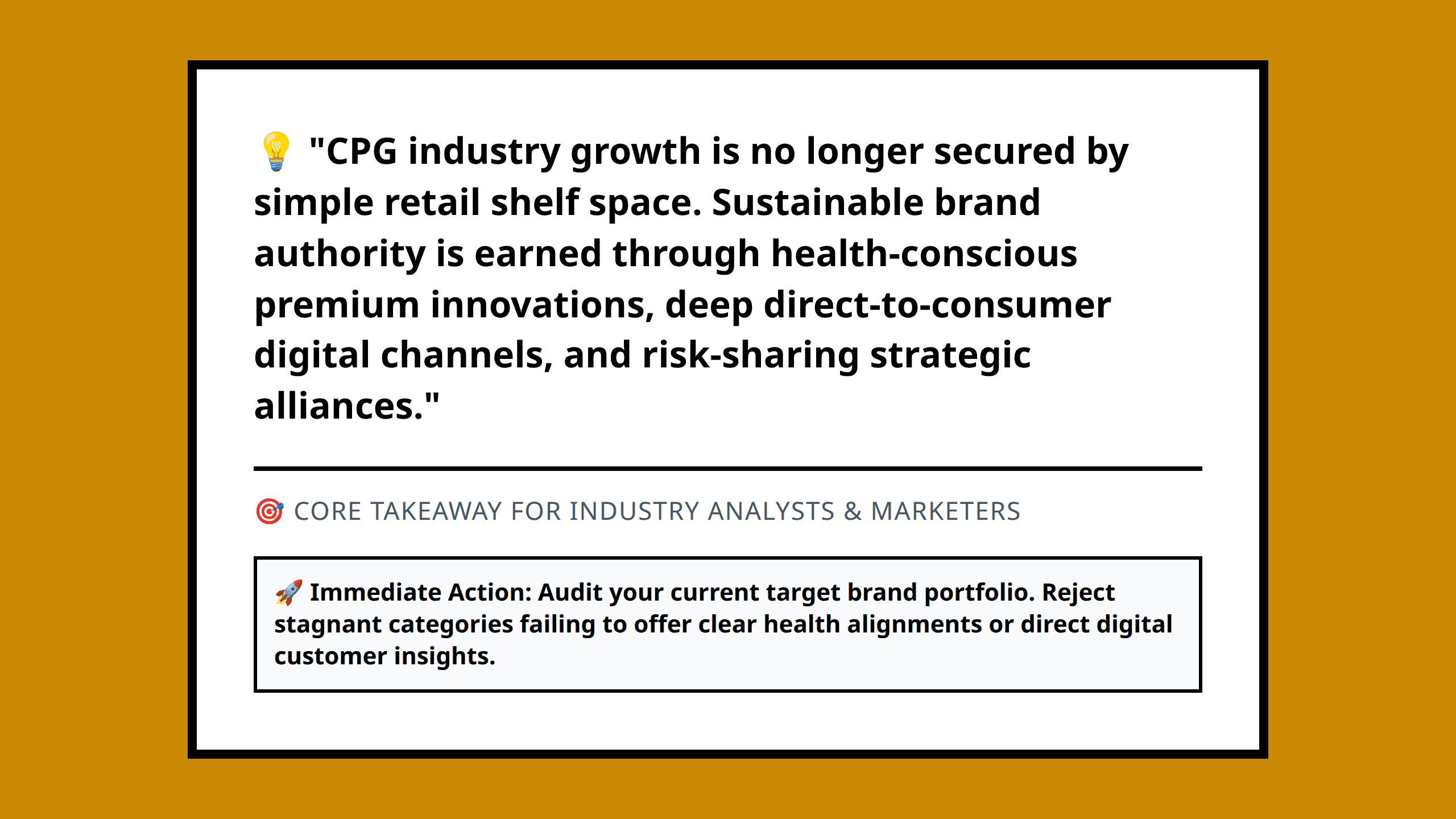 Core industry insight block detailing the drivers of modern CPG brand survival