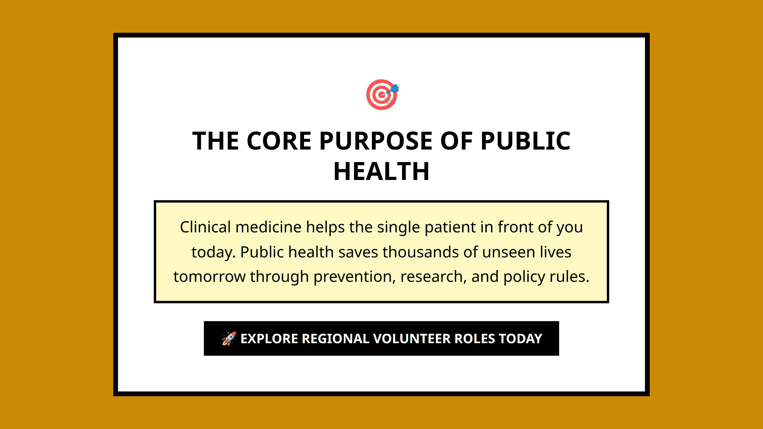 Mini poster graphic highlighting the core population-level goal of public health careers
