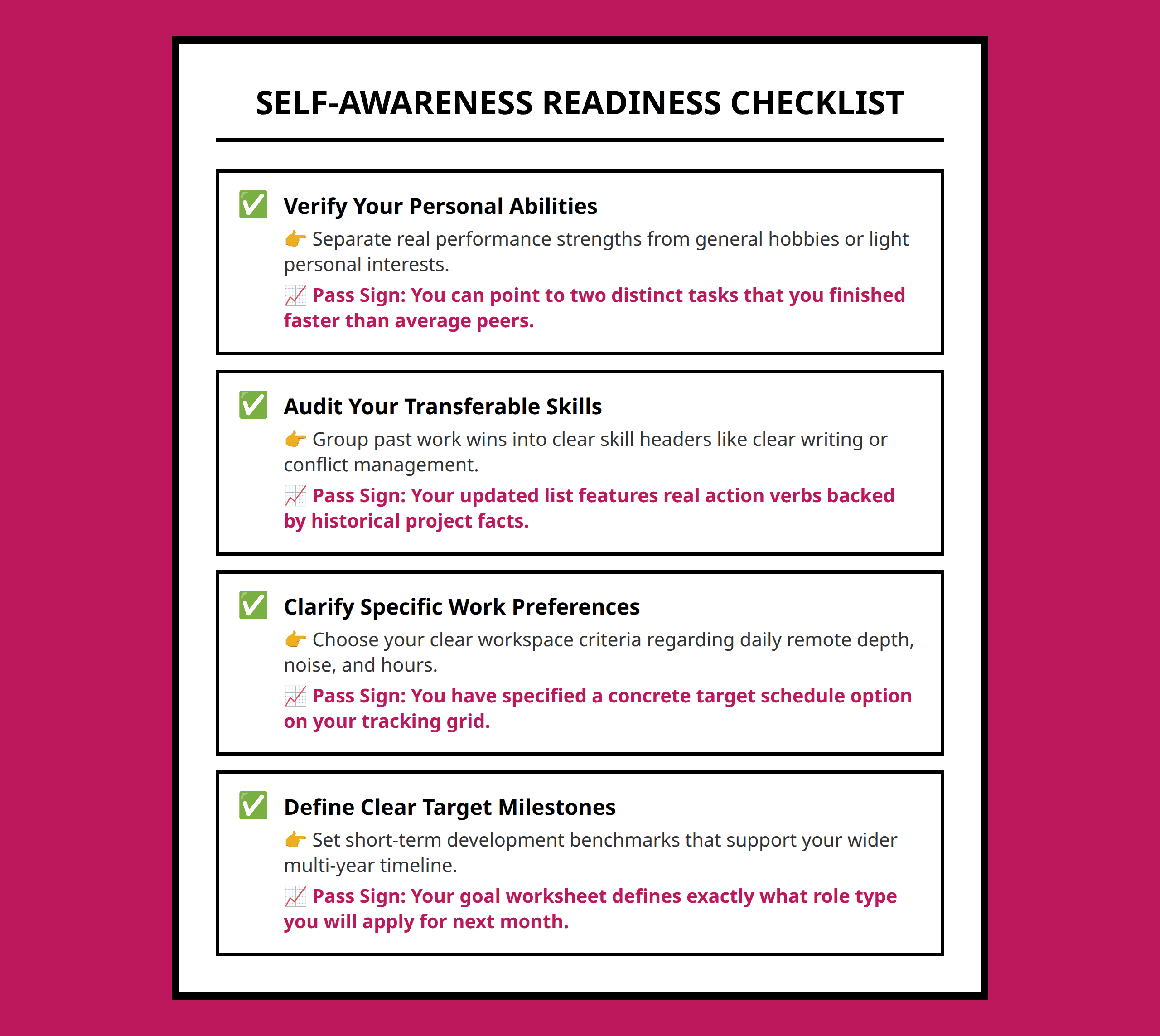 Self-Awareness Readiness Checklist for Career Planning