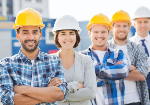 Workers in Construction Hats