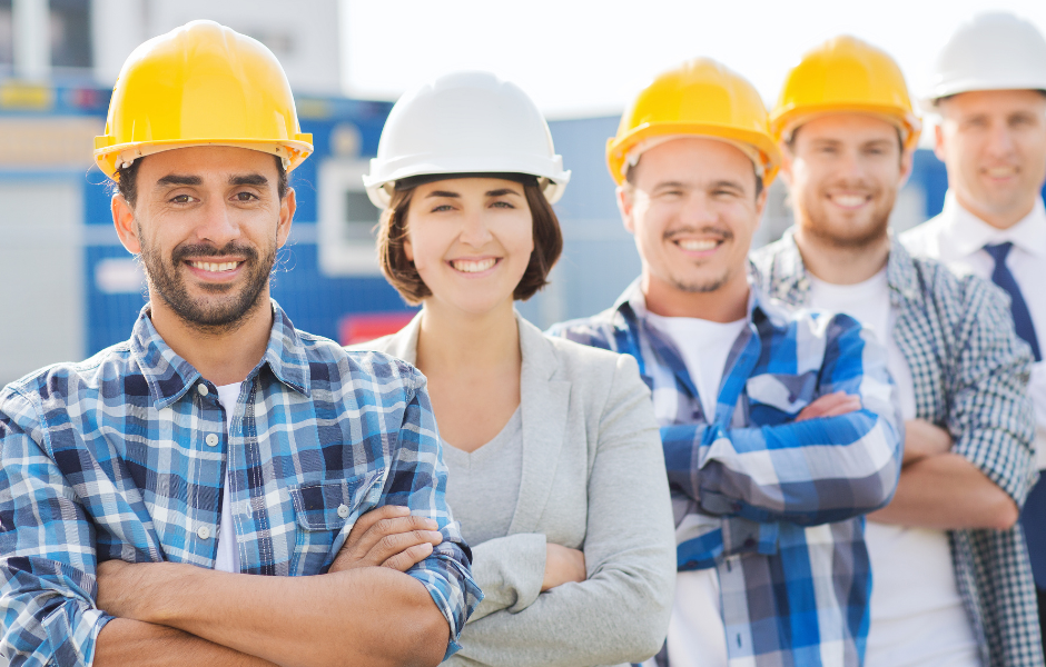 Workers in Construction Hats
