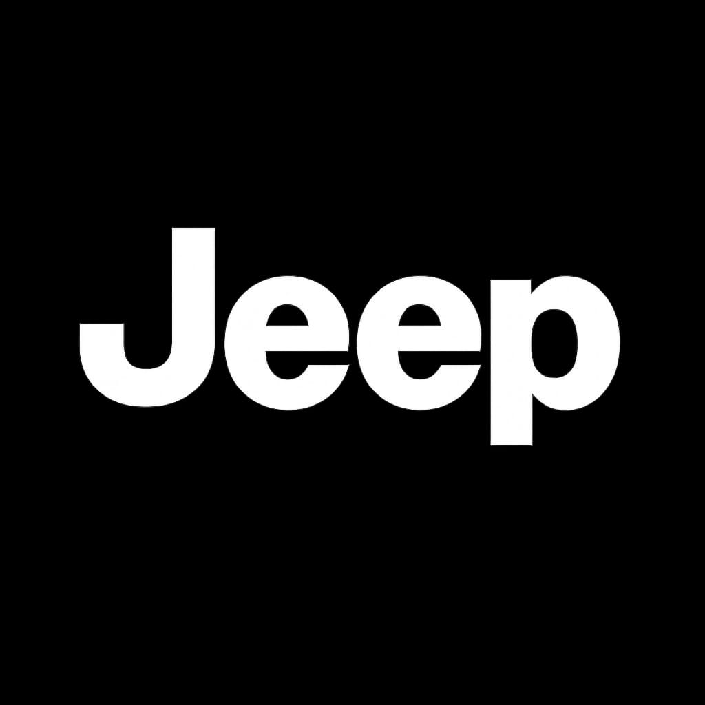 Jeep vehicle logo on a black background at Al’s Automotive.