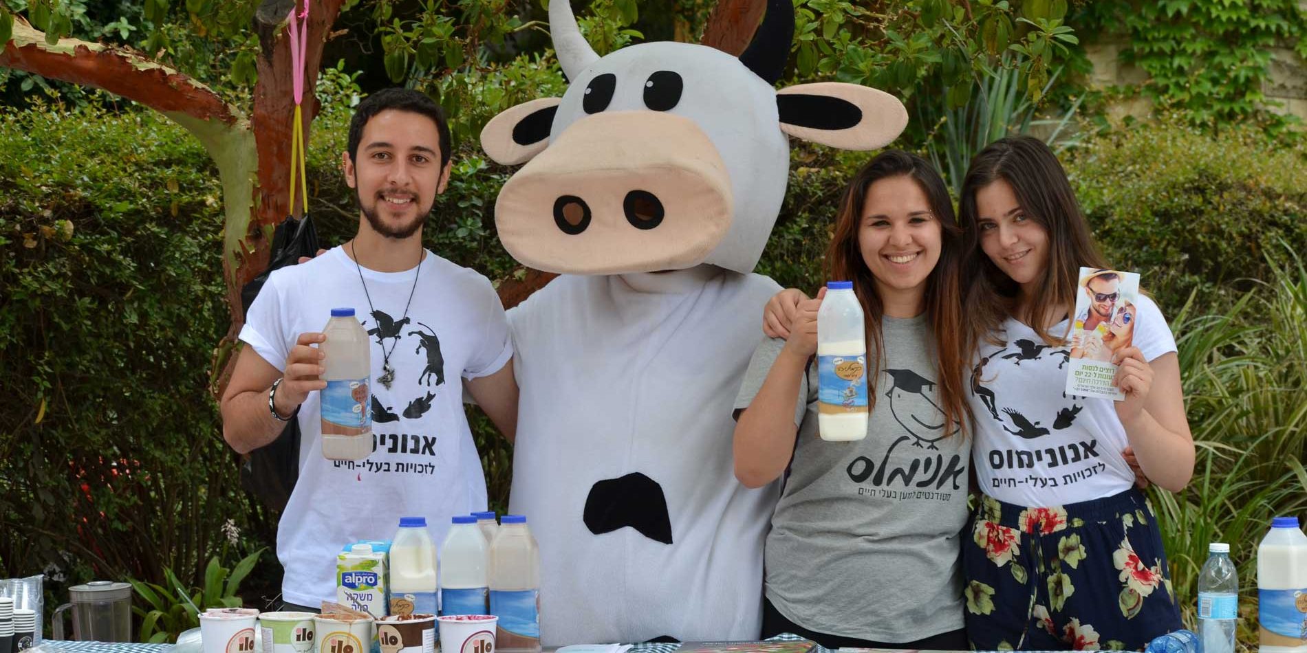 young people promoting vegan milk