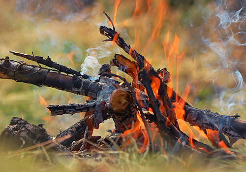 Cauldron on fire