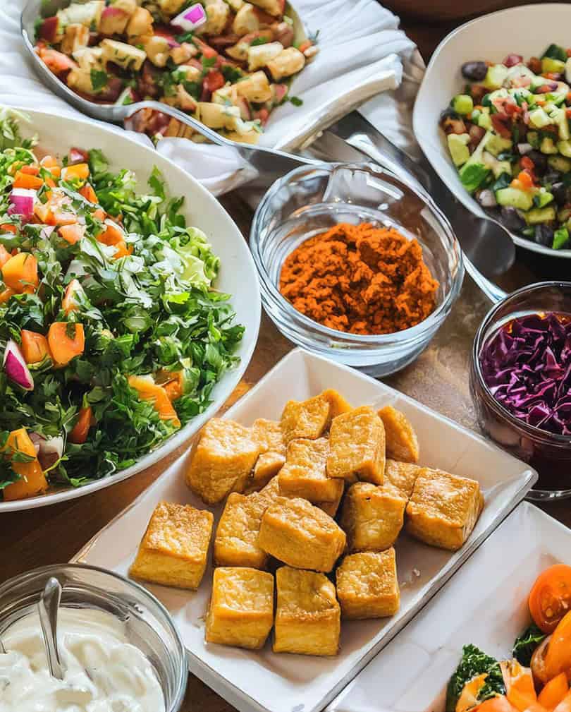 פריסה עשירה של מנות מהצומח