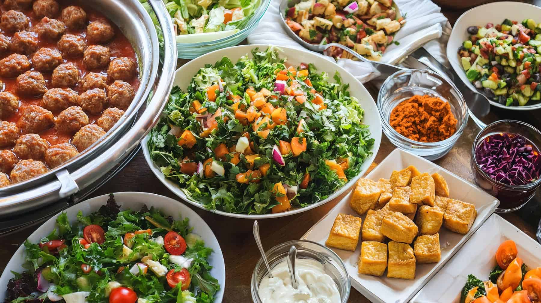 פריסה עשירה של מנות מהצומח