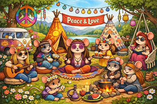 איור קומי של קומונת עכברות