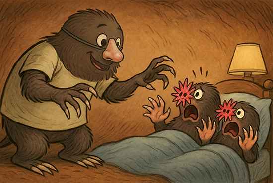 מפחיד ילדים עם אף אנושי