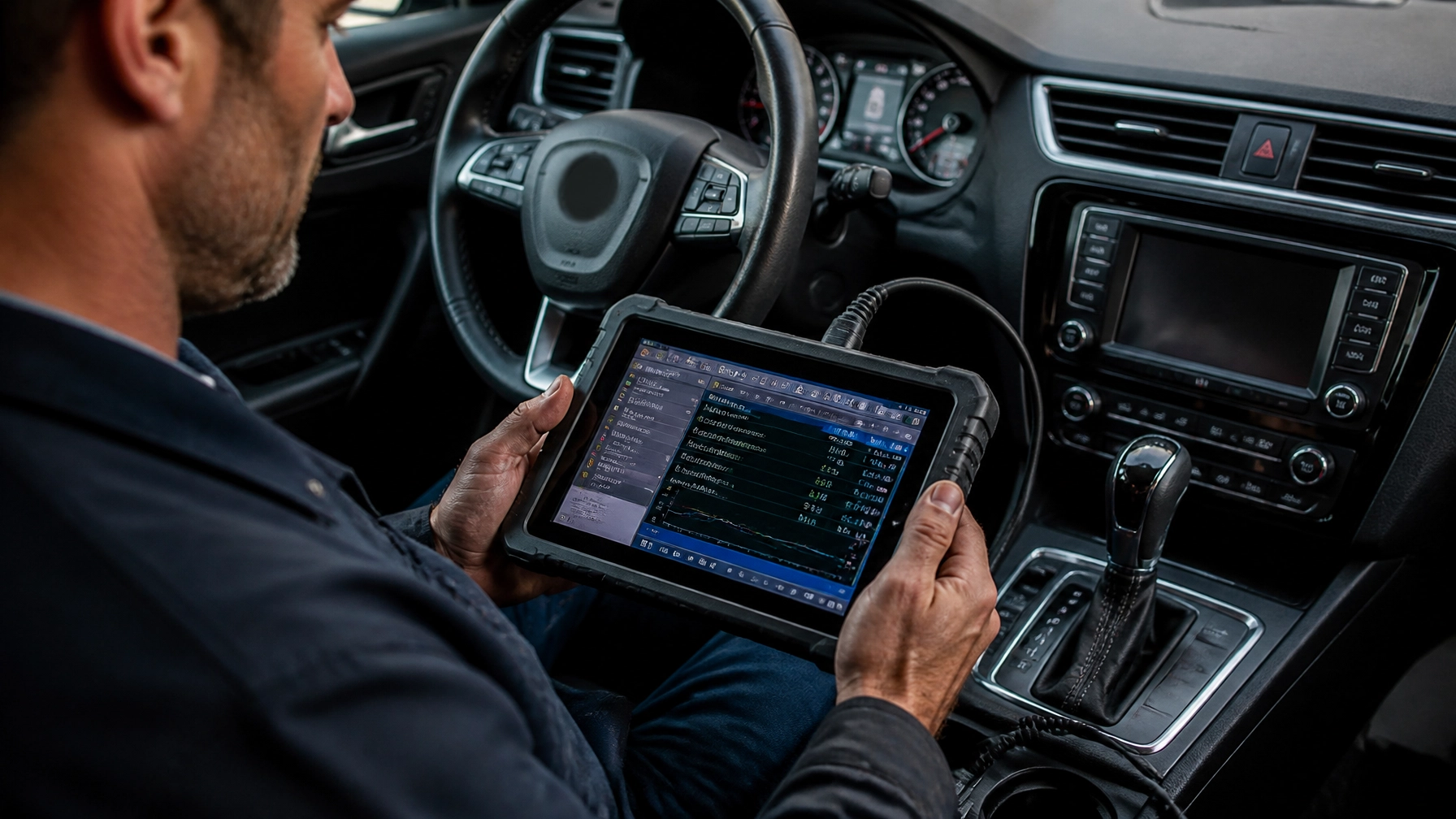 Vehicle diagnostic scan for engine and system troubleshooting.