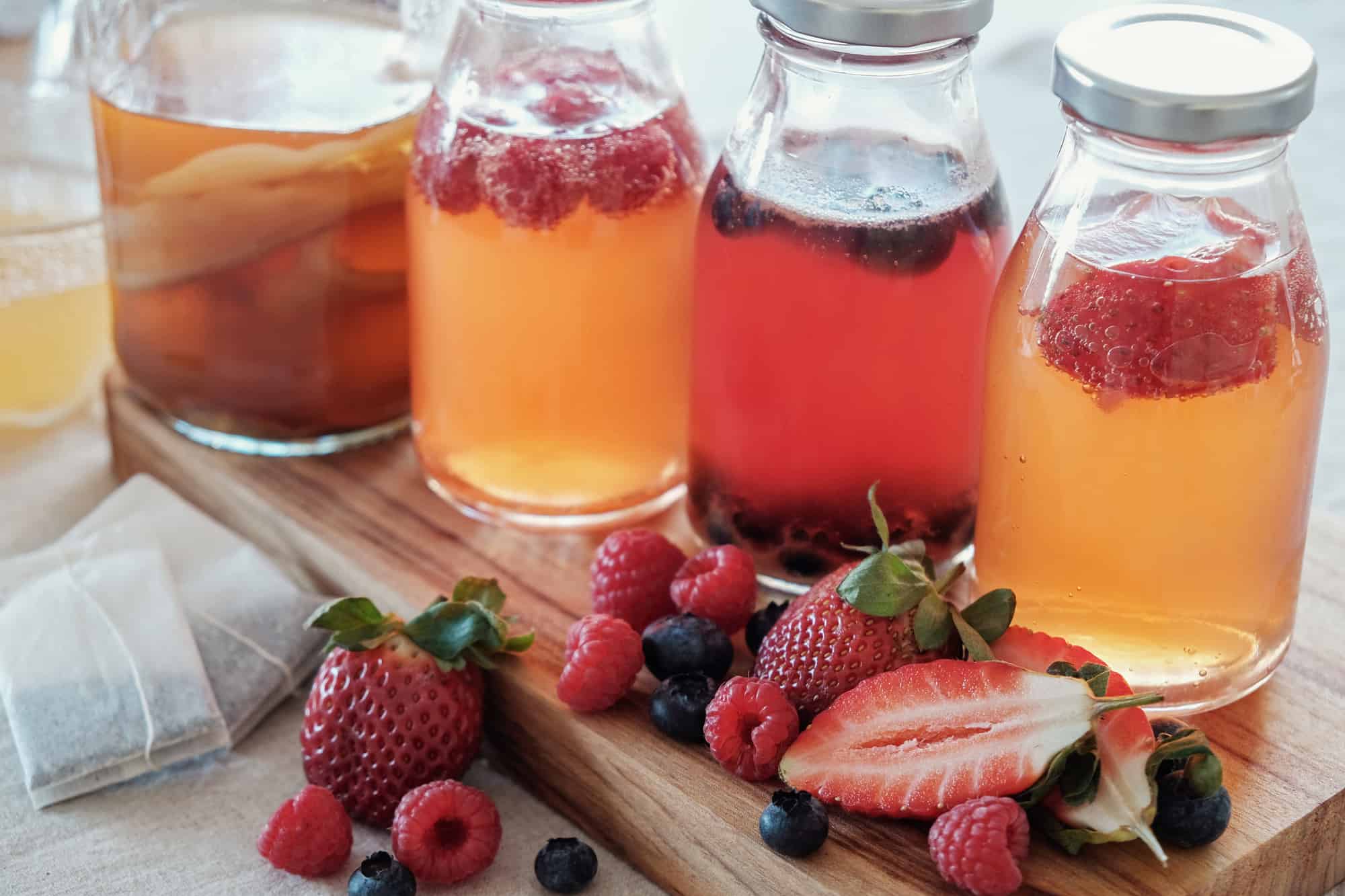Kombucha second Fermented fruit tea, Probiotic food
