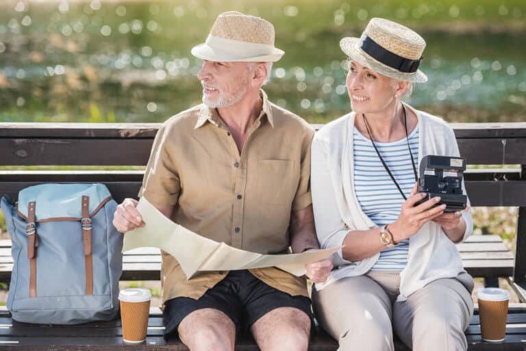 Senior couple with map