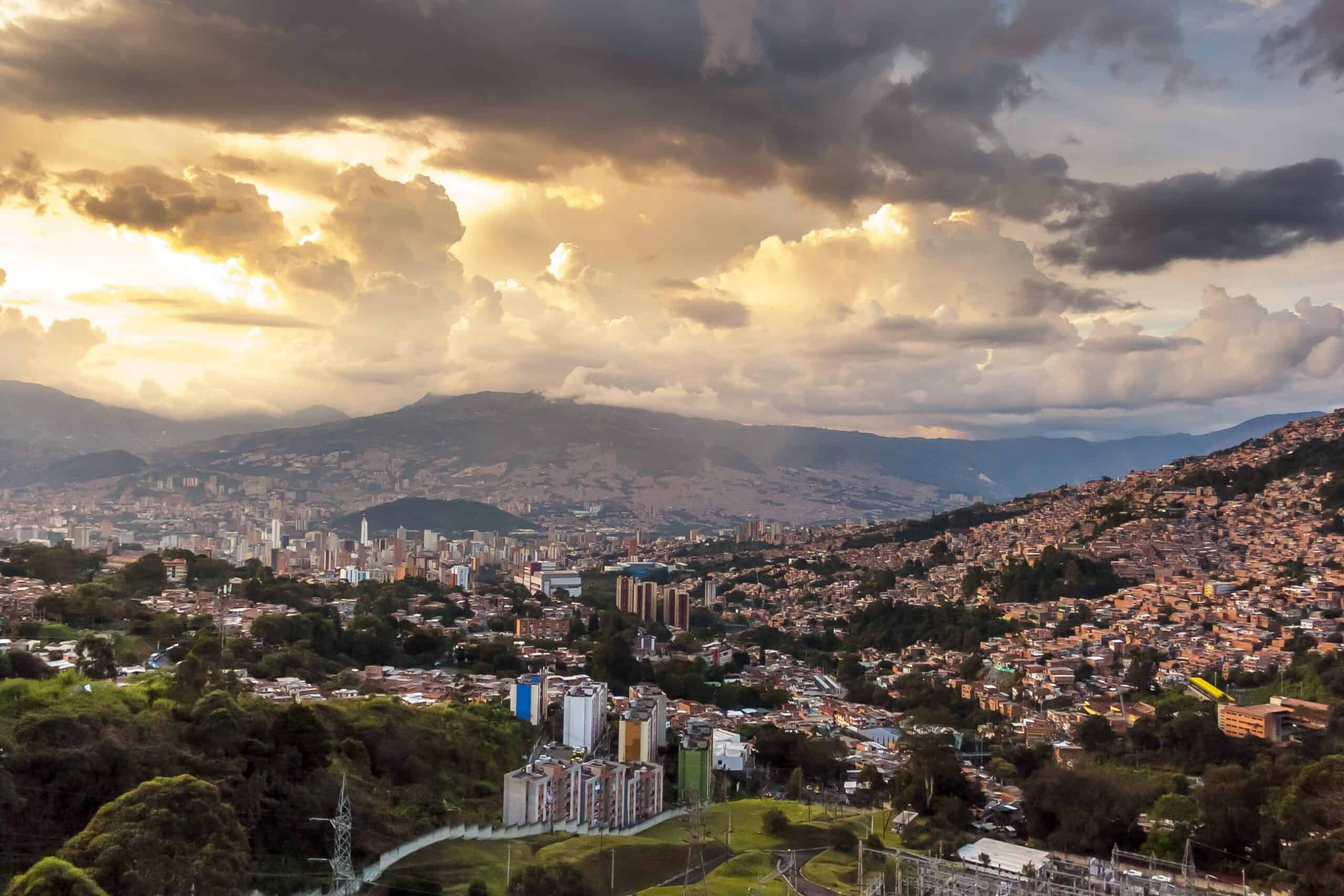 Clouds over Medellin, Colombia at sunset.