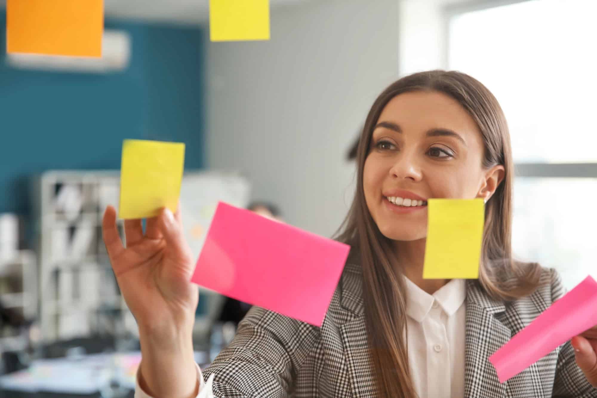 View at woman during business meeting in office