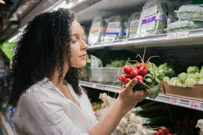 Woman looking at Garden Radish