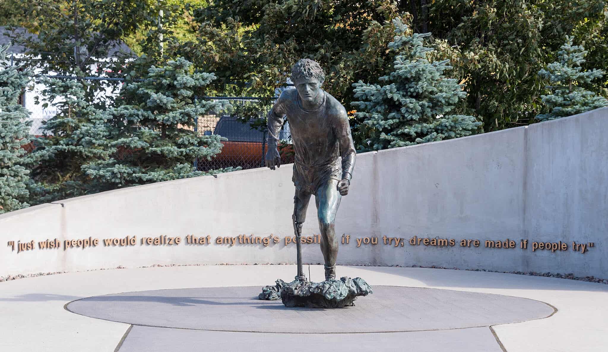 Bronze statue of Terry Fox at Mile Zero Memorial Site