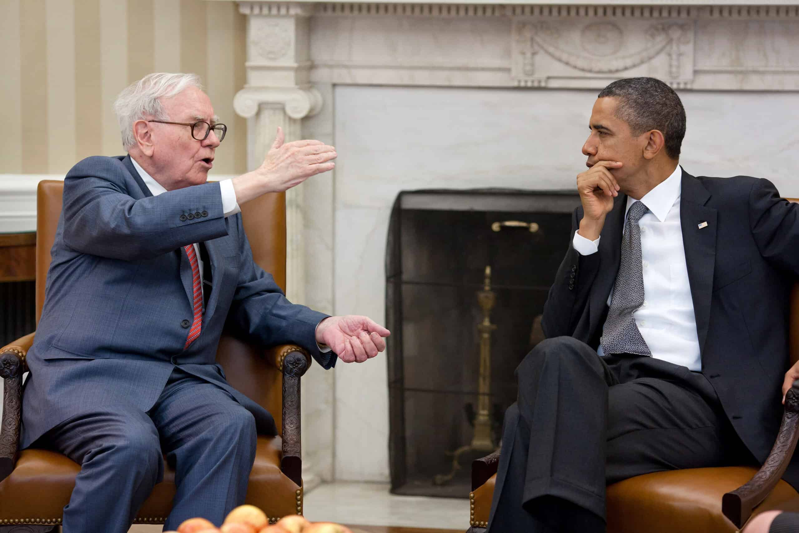President Barack Obama meets with Warren Buffett