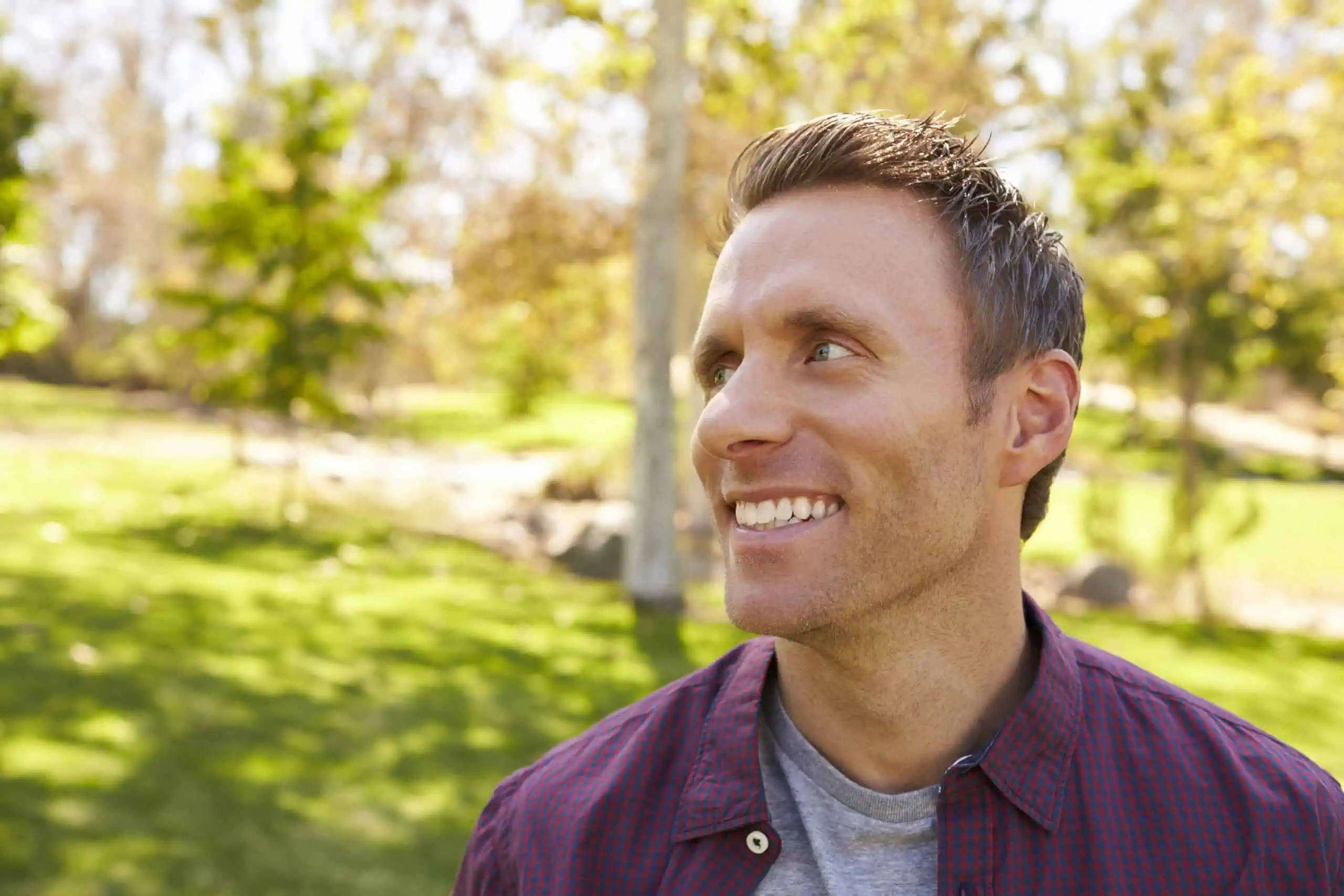 Man in park looking away