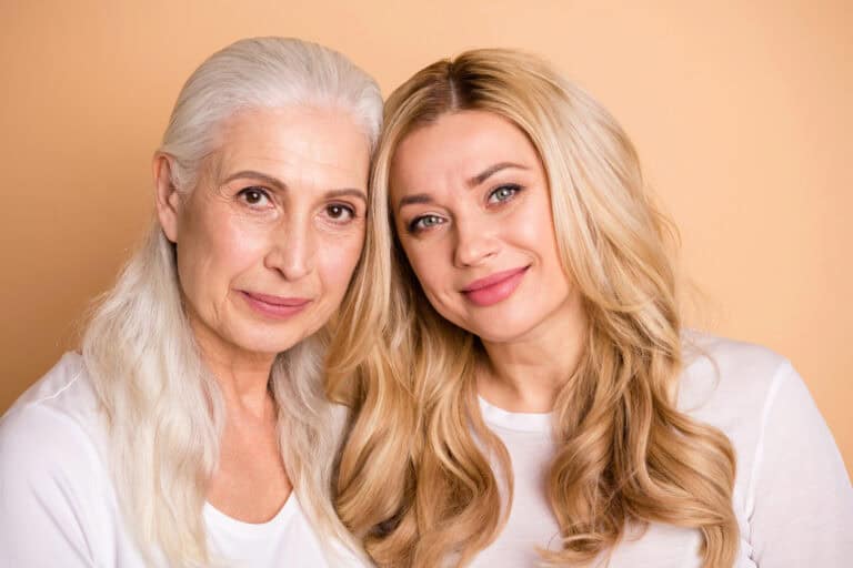 Close up photo of attractive charming daughter with her mother