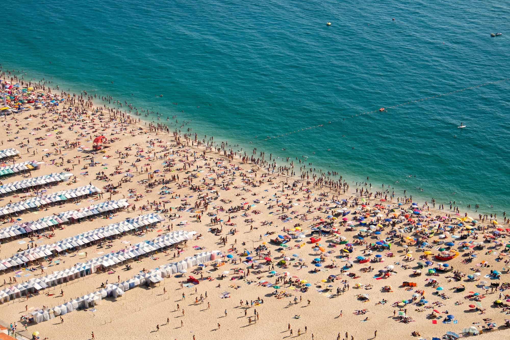 Crowded beach in Nazare