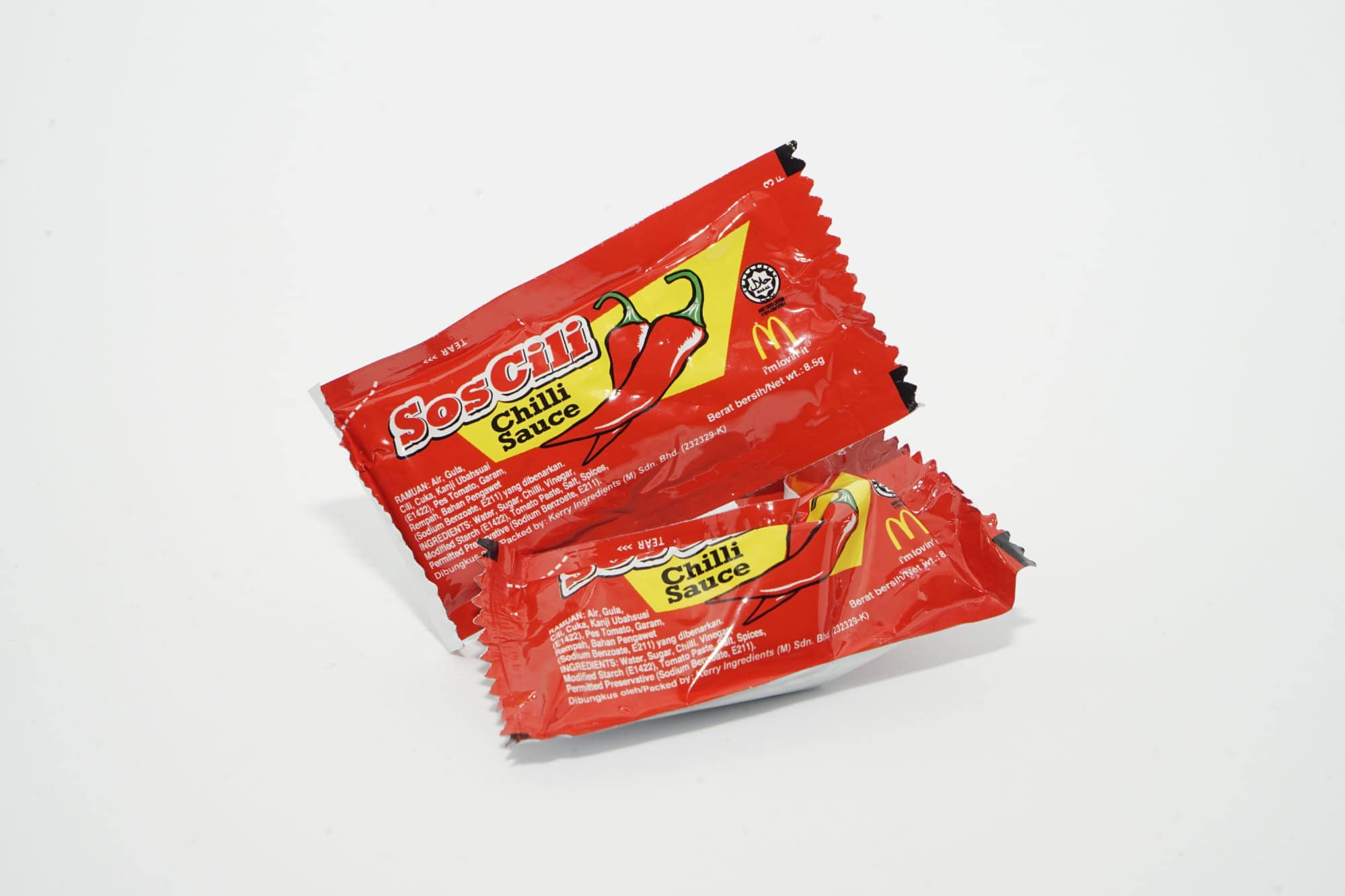 Editorial use only: McDonald's chilli sauce sachet. McDonald's is the world's largest chain of fast food restaurants, taken at Putrajaya, Malaysia, in August 14, 2019.