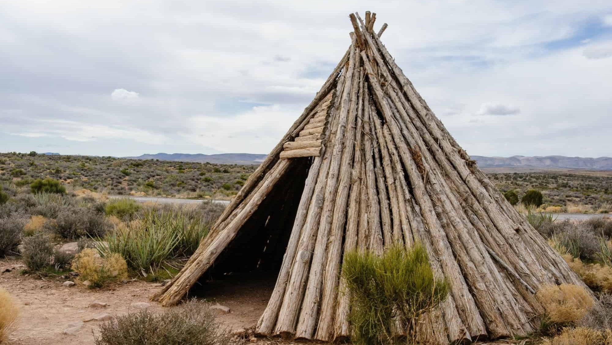 A replica of a traditional Hualapai Native American dwelling in Arizona.