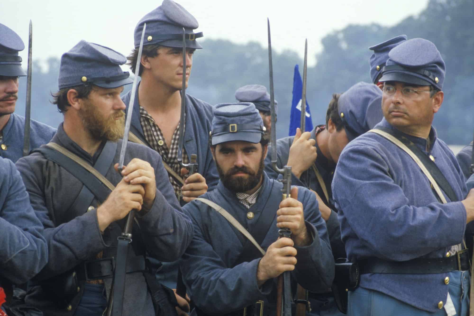 Historical reenactment of the Battle of Manassas, marking the beginning of the Civil War, Virginia