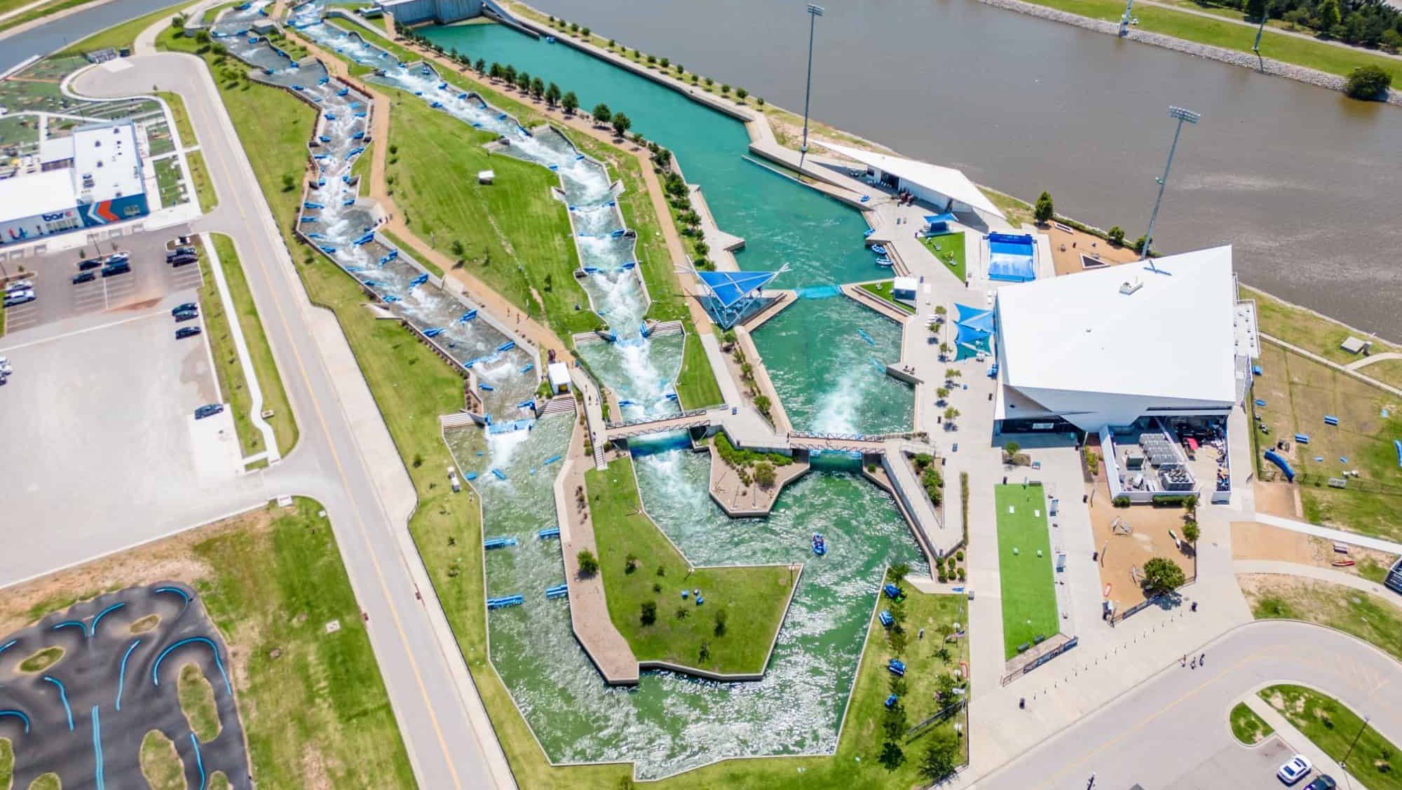 Oklahoma City, OK, USA - July 25, 2023: Aerial photo Riversport Adventures Oklahoma City OK