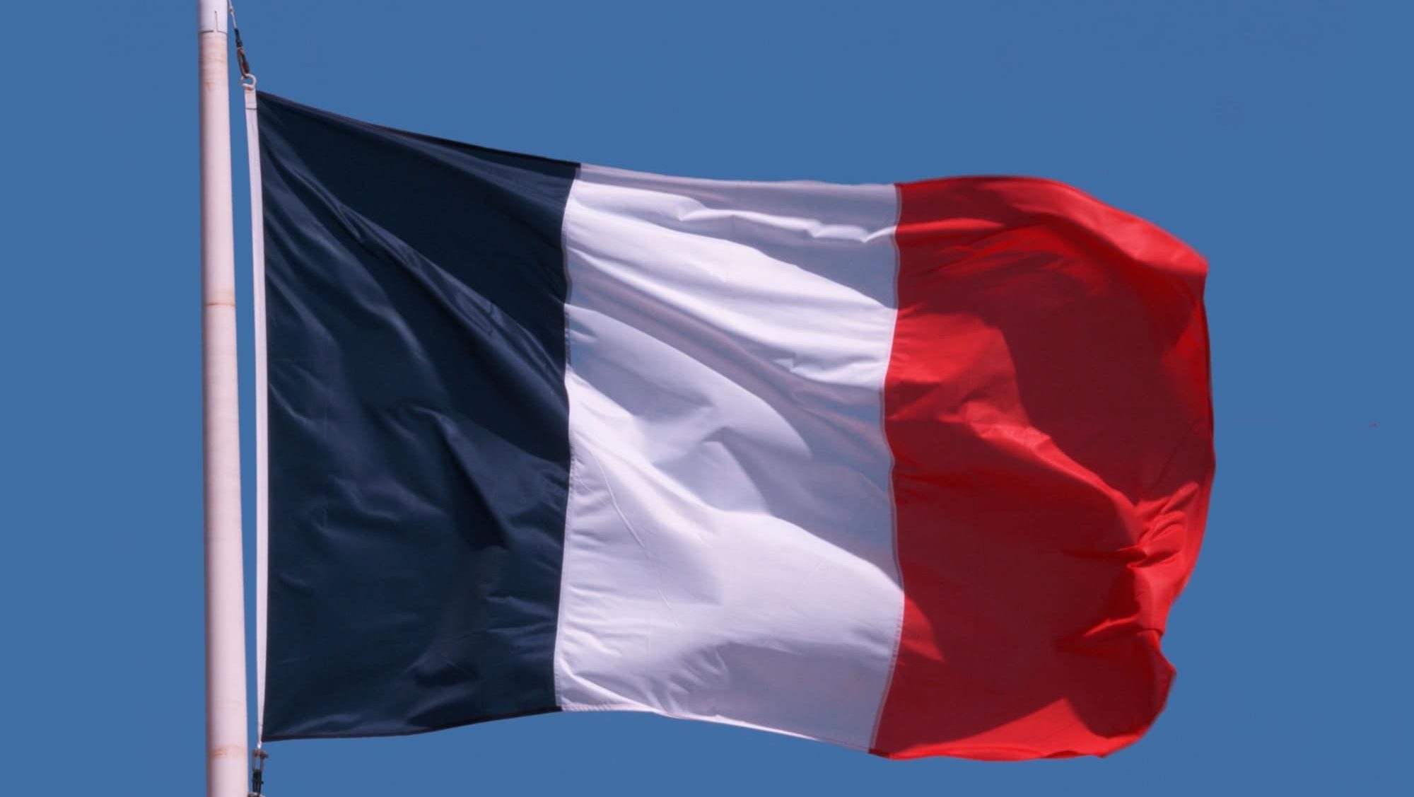 French Flag Waving in the Wind