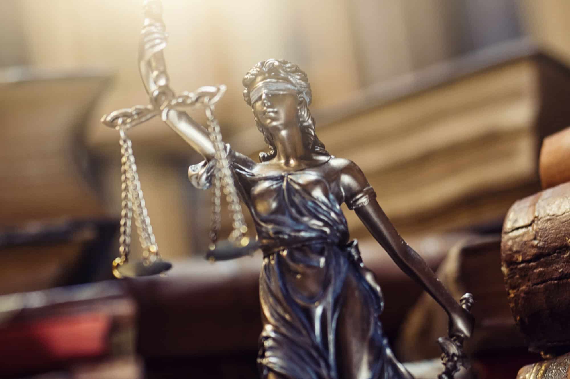 Lady Justice Statue in a courtroom