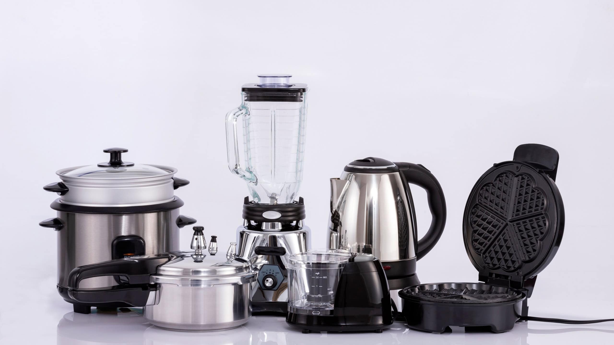 Small modern kitchen appliances - Isolated on neutral background