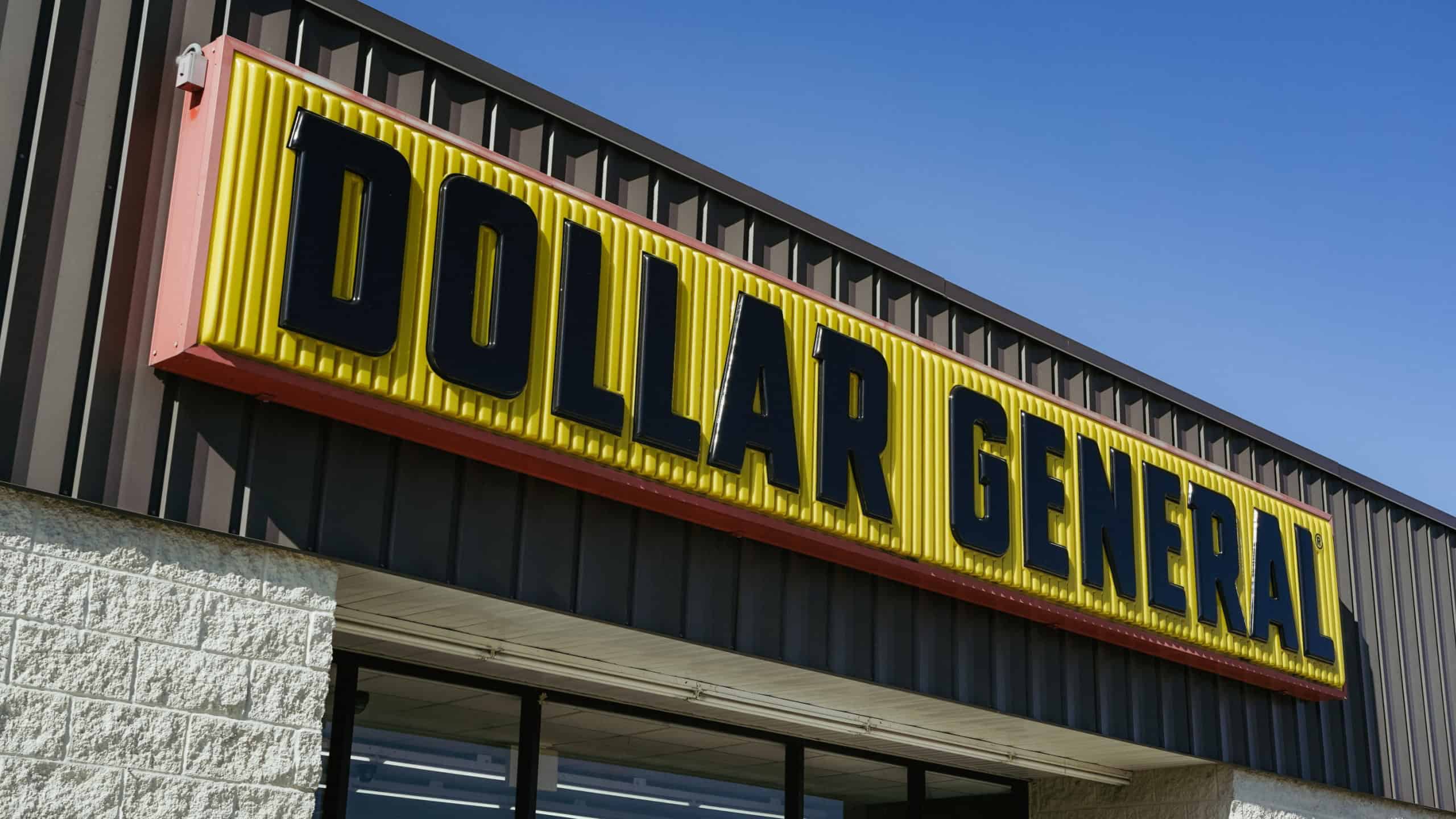 The entrance to a local Dollar General.