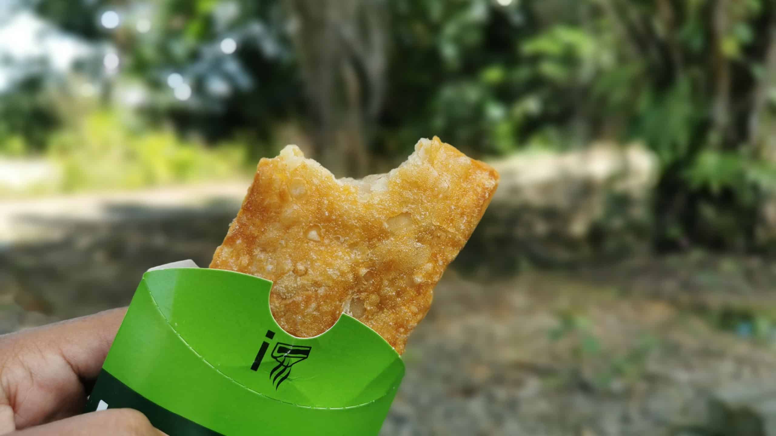 Kota Kinabalu, Sabah/Malaysia-September 26 2020 : Image of apple pie by McDonald's.Image may contain noise or grain due to low light.Selective focus.