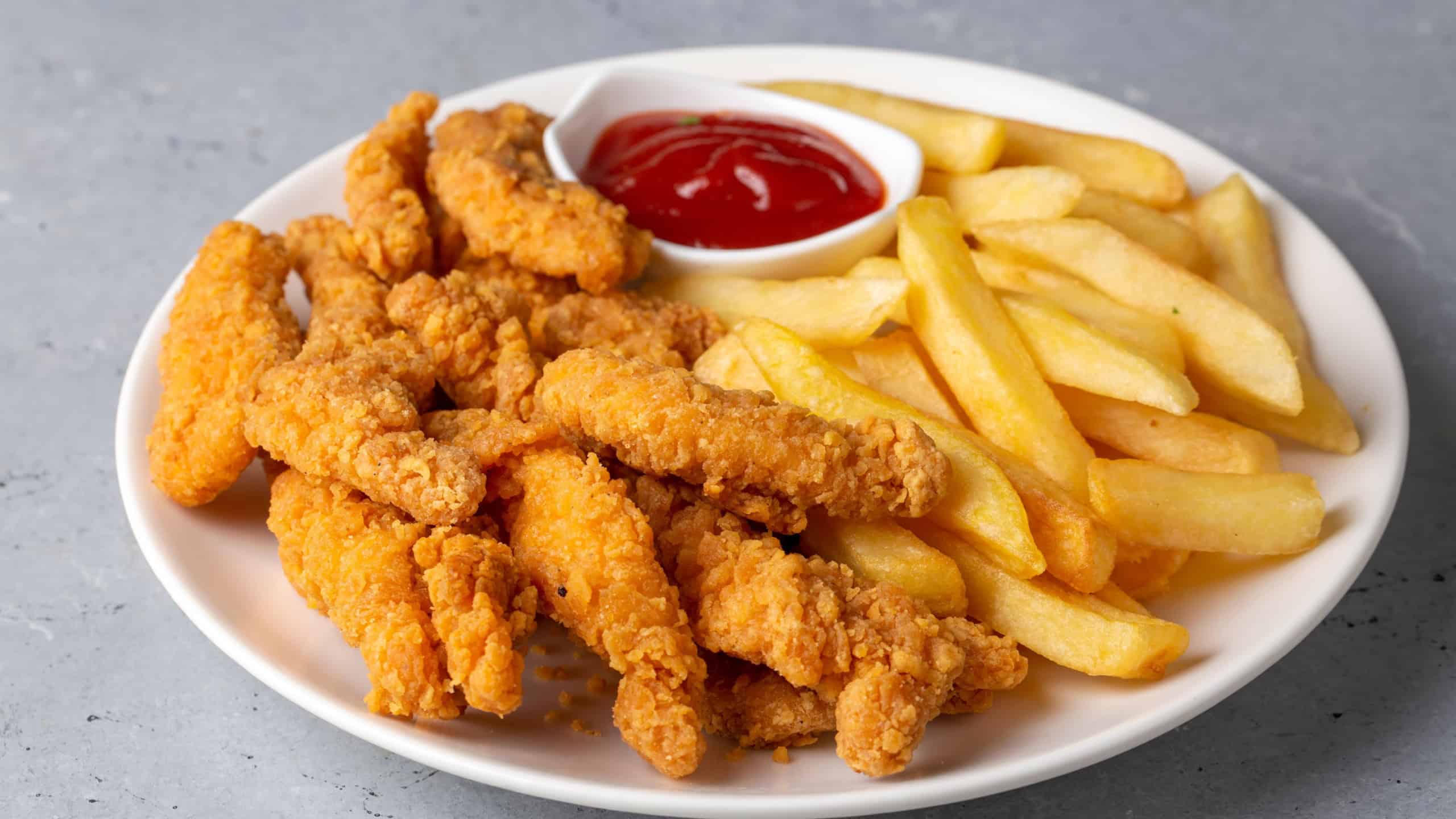 Homemade Crispy Chicken Tenders and French Fries