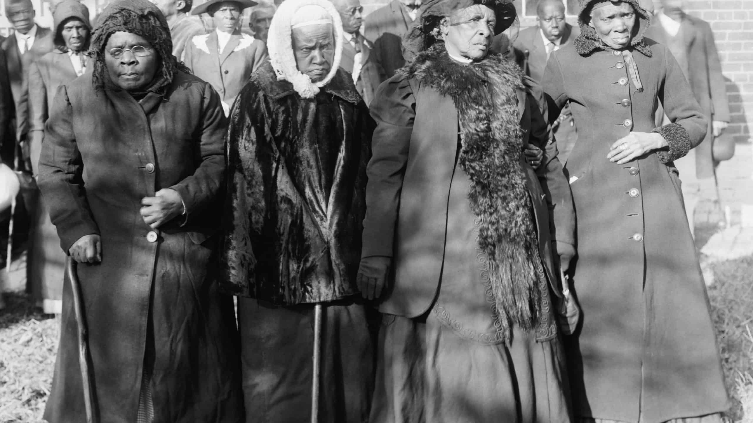 Four Elderly African American women at a Convention of ex-slaves, Washington, D.C., 1916.