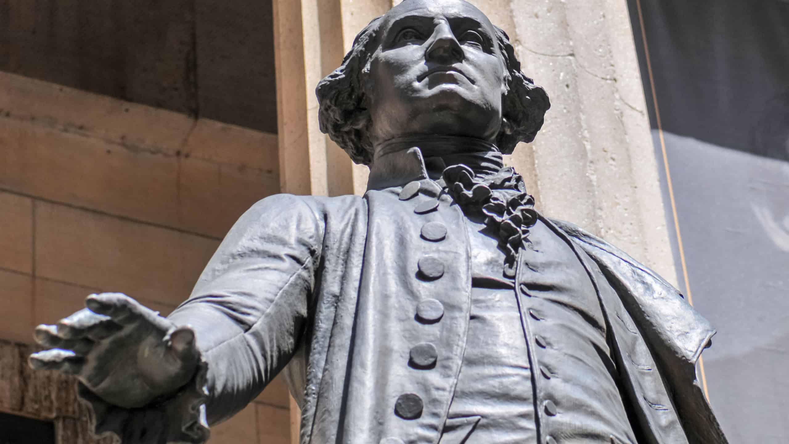 New York City - May 2, 2009: George Washington Monument at Federal Hall in Lower Manhattan, New York City.