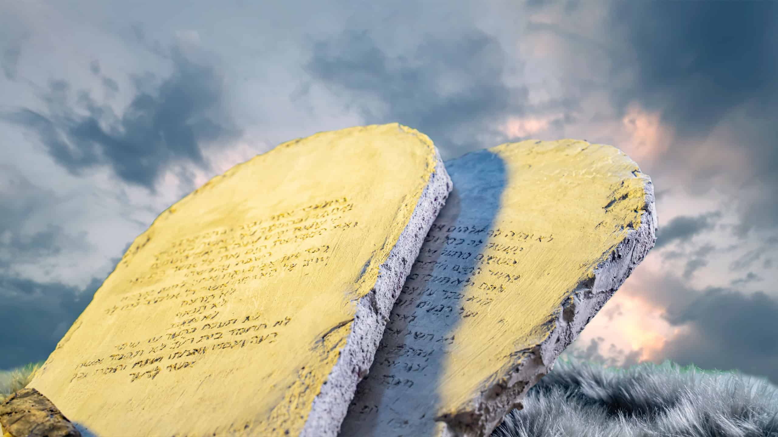 The tablets with the Ten Commandments of the Bible