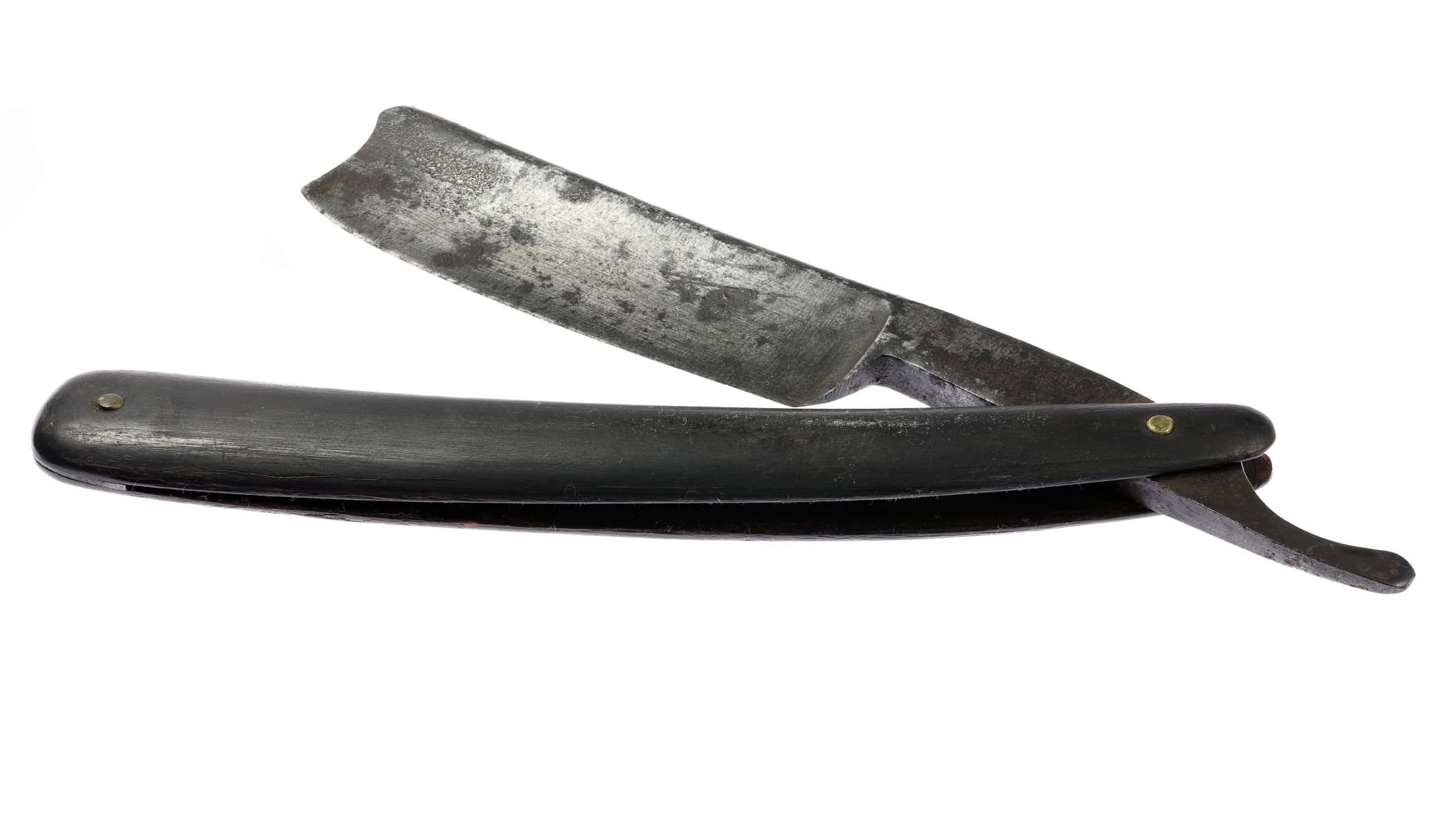 vintage straight razor isolated on white background