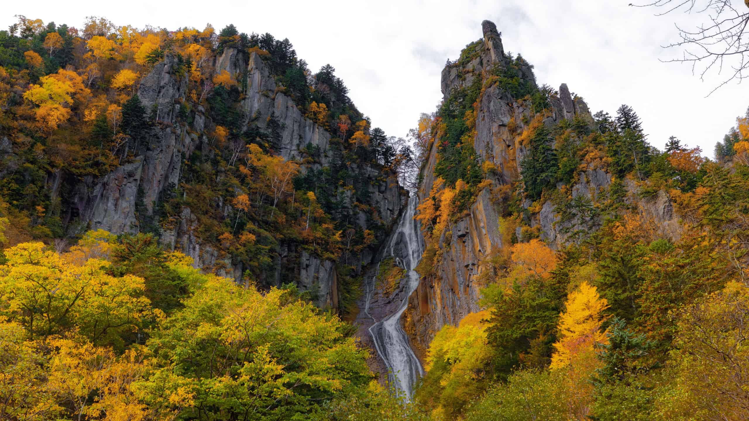 ryusei fall and ginga fall in autumn hokkaido