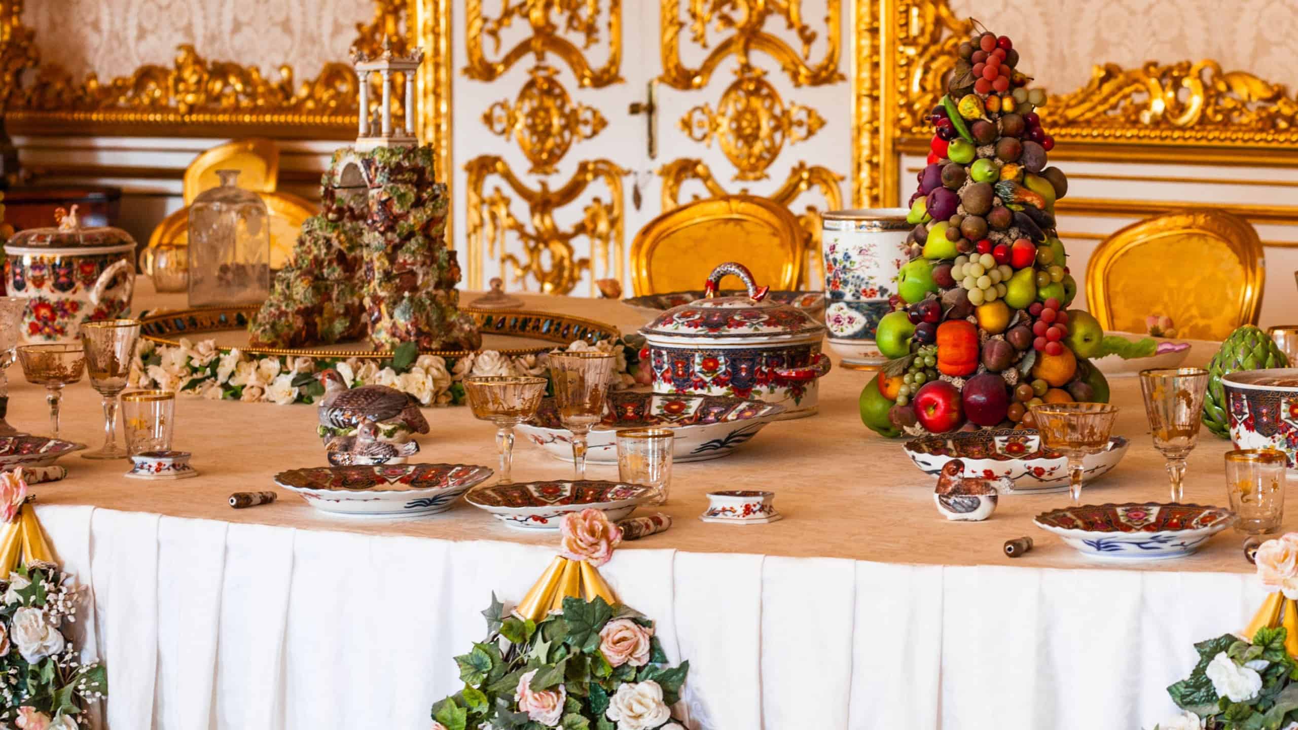 ST.PETERSBURG, RUSSIA - JUNE 24: Interior of Catherine Palace Dinner Room in August 2, 2012 in St.Petersburg, Russia. The former imperial palace. Building is laid in 1717 on orders of Catherine I.
