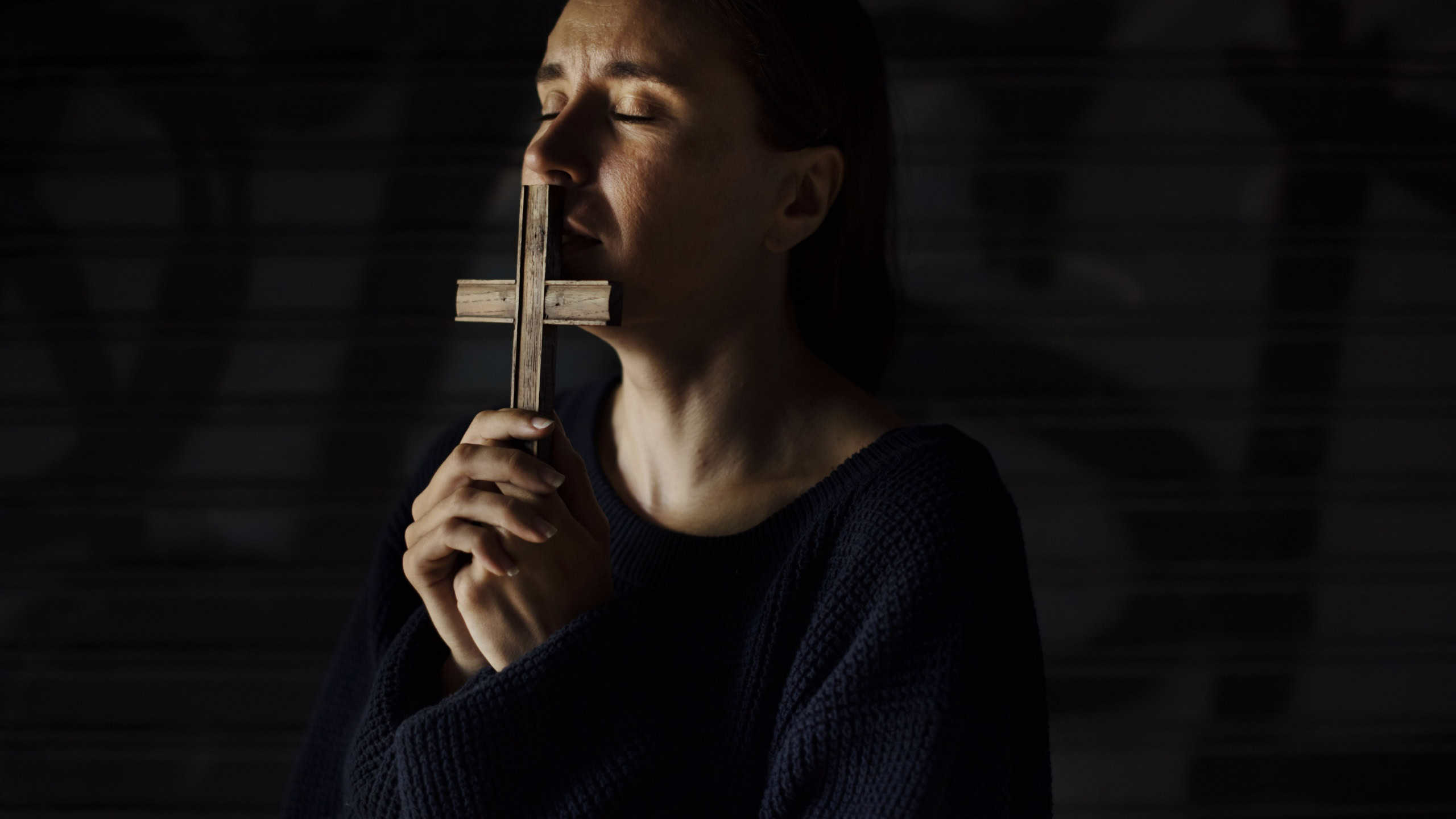 Adult Woman Hands Holding Cross Praying for God Religion