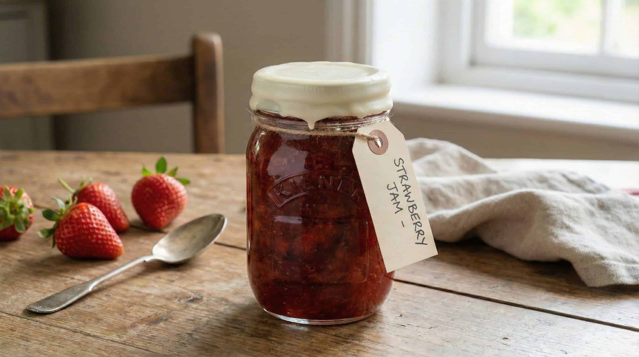 homemade jam with paraffin wax
