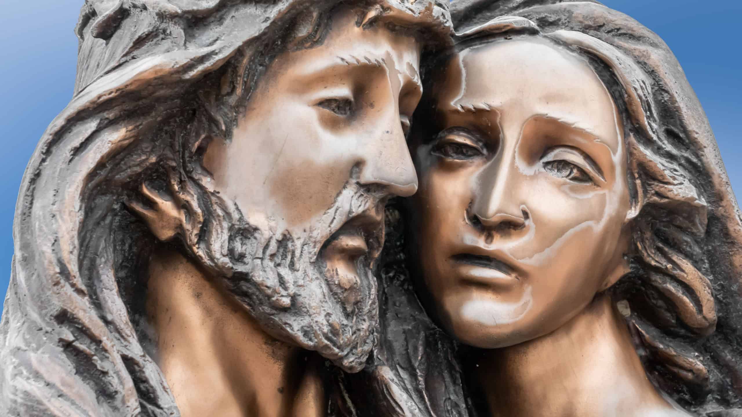 Jesus and Mary. Mother Mary holding her son Jesus.